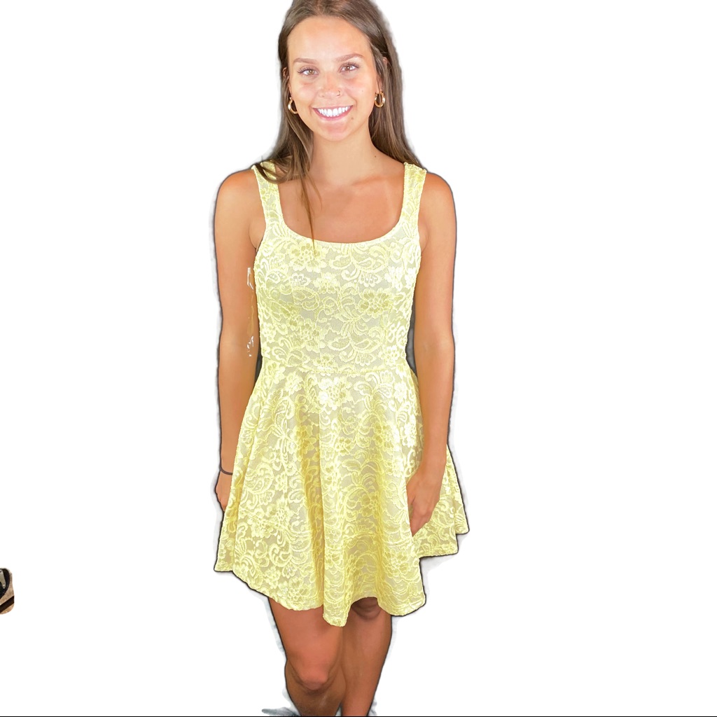 Speechless Sleaveless Yellow Mini Flare Party Dress Lace Overlay Jr. Size 3